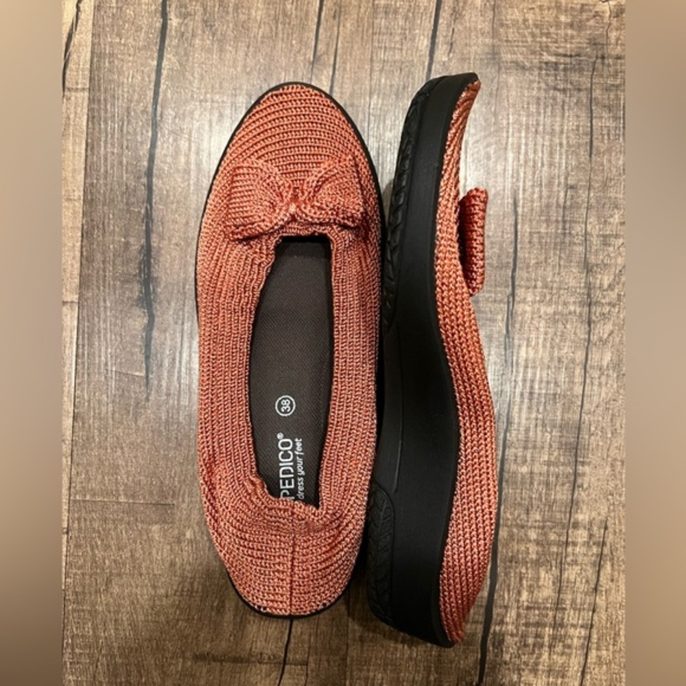 Arcopedico Orange Knit Ballet Flats Vegan &‎ Washable